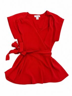 Monteau Scarlet Wrap Top with Side Tie